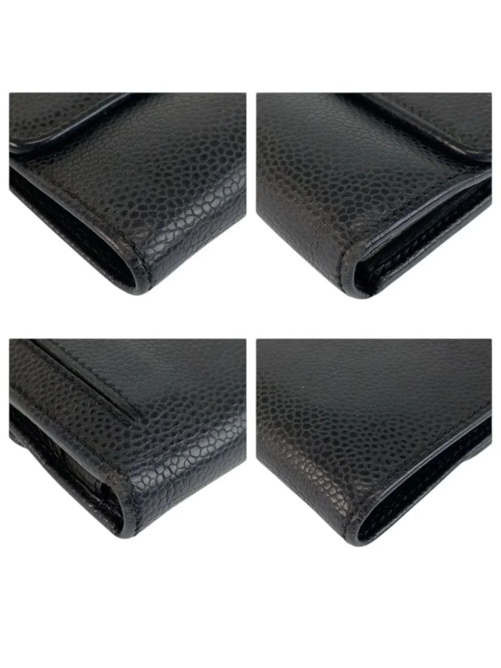 Chanel CC Logo Black Leather Fold Wallet Compact